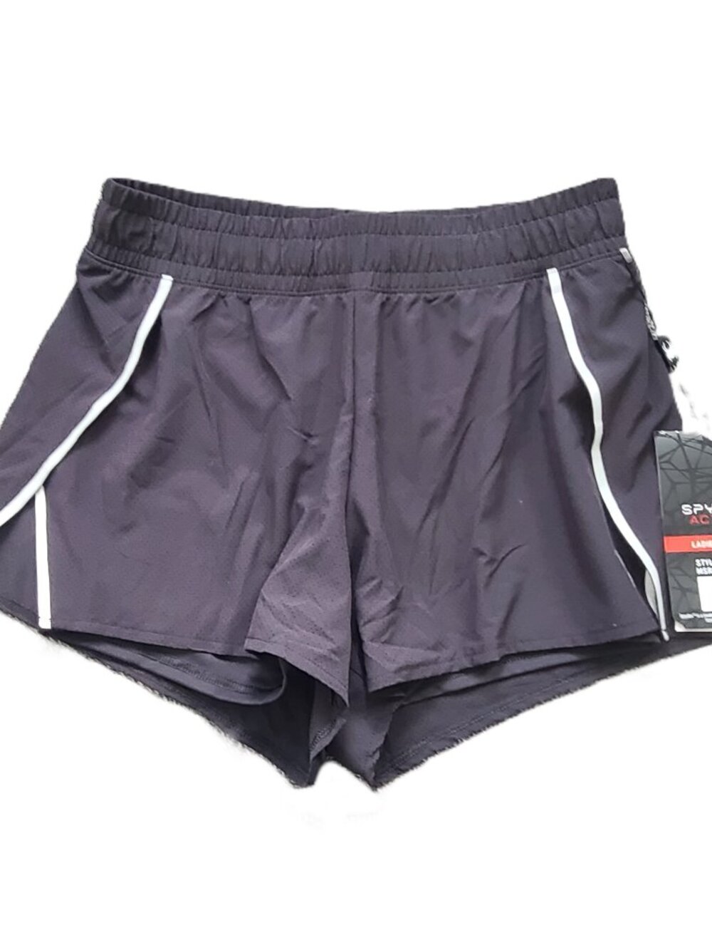 NWT SPYDER Active Ladies Layered Black Shorts Size Small Reflective Trim